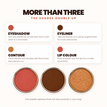 Load image into Gallery viewer, 3-in-1 Face Palette - Deep Brown, Rosy Pink, Champagne Gold