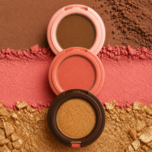 Load image into Gallery viewer, 3-in-1 Face Palette - Coral Pink, Medium Brown, Metallic Gold
