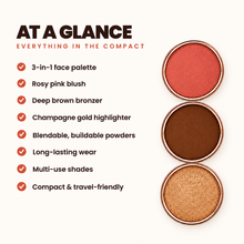 Load image into Gallery viewer, 3-in-1 Face Palette - Deep Brown, Rosy Pink, Champagne Gold
